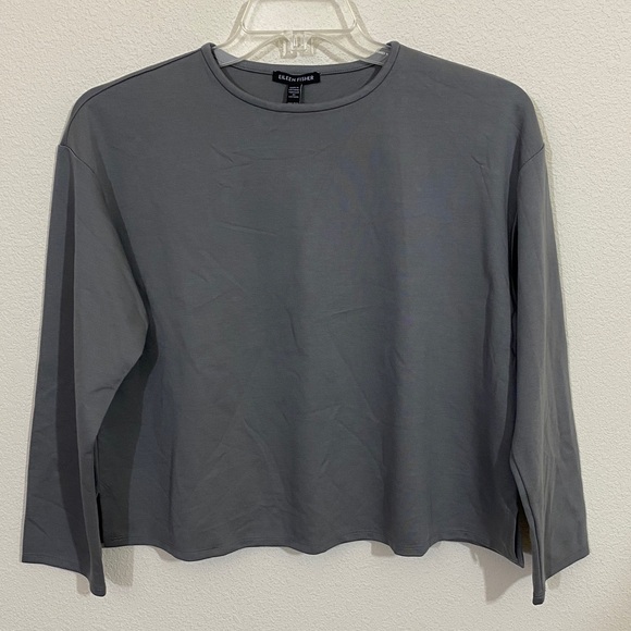 Eileen Fisher Tops - NWOT EILEEN FISHER Relaxed Boxy Casual Knit Crop Top 7/8 Sleeves Women’s Sz XXS